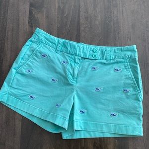 Teal embroidered whale Vineyard Vines shorts